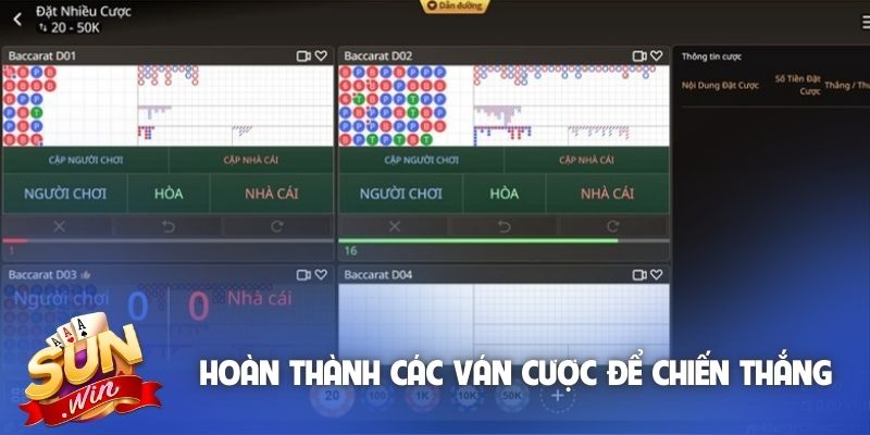 Hoàn thành các ván cược để trở thành người chiến thắng
