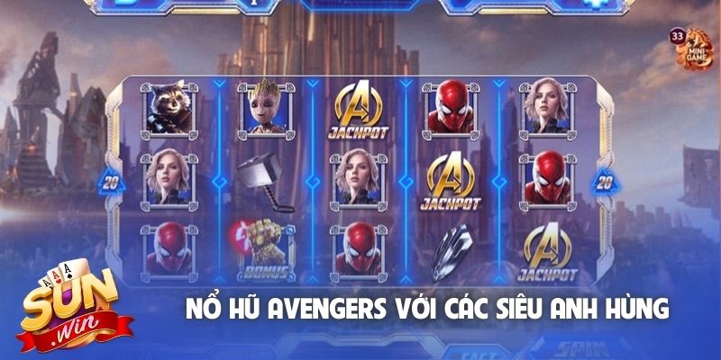 Nổ hũ Avengers với các biểu tượng siêu anh hùng
